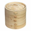 Joyce Chen 2-Tier Bamboo Steamer Baskets with Lid 6-In. J26-0016